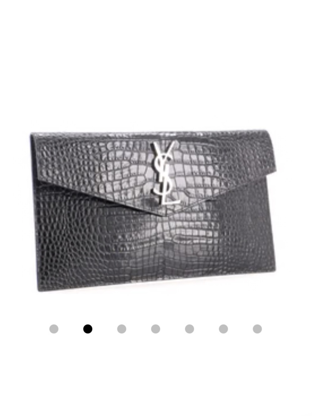 Saint Laurent Black Croc-Embossed Uptown Clutch - Picture 2 of 7